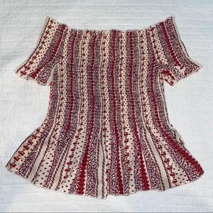 Japna Off the Shoulder Shirred Peplum Top